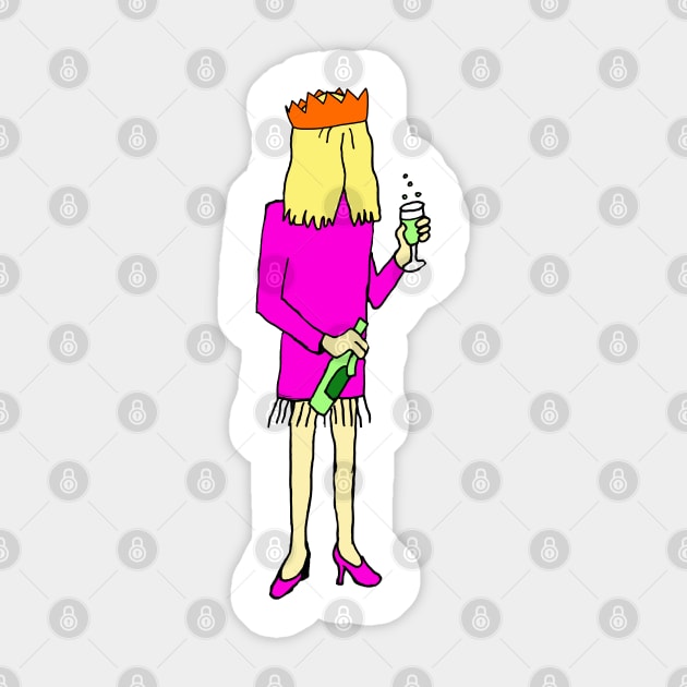 Cartoon Woman Drinking Wine Christmas Sticker by Michelle Le Grand